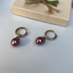 گوشواره طرح گلابی بنفش - Image 2