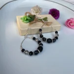 گوشواره سیاه سفید مهره دار