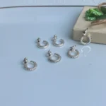 پک گوشواره ابکاری نقره نگین دار