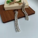 گوشواره آویزان نقره ای نگین دار11