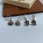 دو جفت گوشواره اویزان طرح خورشید و گل