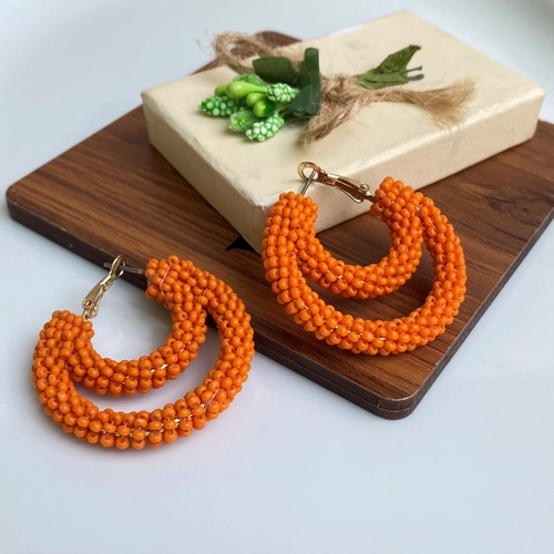 گوشواره نارنجی نیم دایره