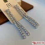 گوشواره آویز بلند نگین‌دار دو ردیفه برند SIX - Image 2