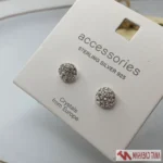 گوشواره میخی نقره‌ای کریستالی 925 برند Accessories - Image 3