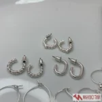 ست ۶ جفت گوشواره نقره‌ای حلقه‌ای برند Accessories - Image 3