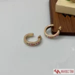 گوشواره نیم‌حلقه طلایی نگین‌دار آبکاری طلا