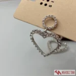 گوشواره آویز قلبی نقره‌ای نگین‌دار - Image 4