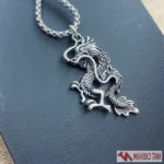 گردنبند مردانه طرح اژدها نقره‌ای - Image 3