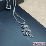 گردنبند مردانه طرح اژدها نقره‌ای