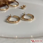گوشواره حلقه‌ای سه‌تایی طلایی براق (ست ۳ سایز) - Image 2