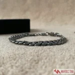 دستبند مردانه زنجیری نقره‌ای تیره SIX - Image 4