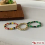 ست انگشتر رنگی مهره‌ای زنانه - Image 3